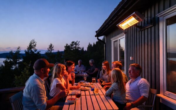 Terrassevarmer med smart styring som gir god varme på kvelden